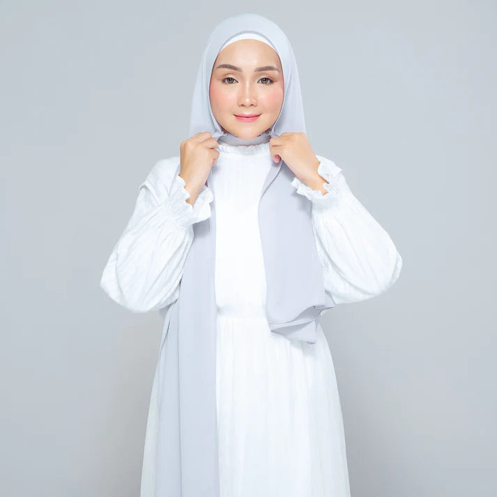 Semi Instant Sarongje | Chiffon Silk in Light Grey