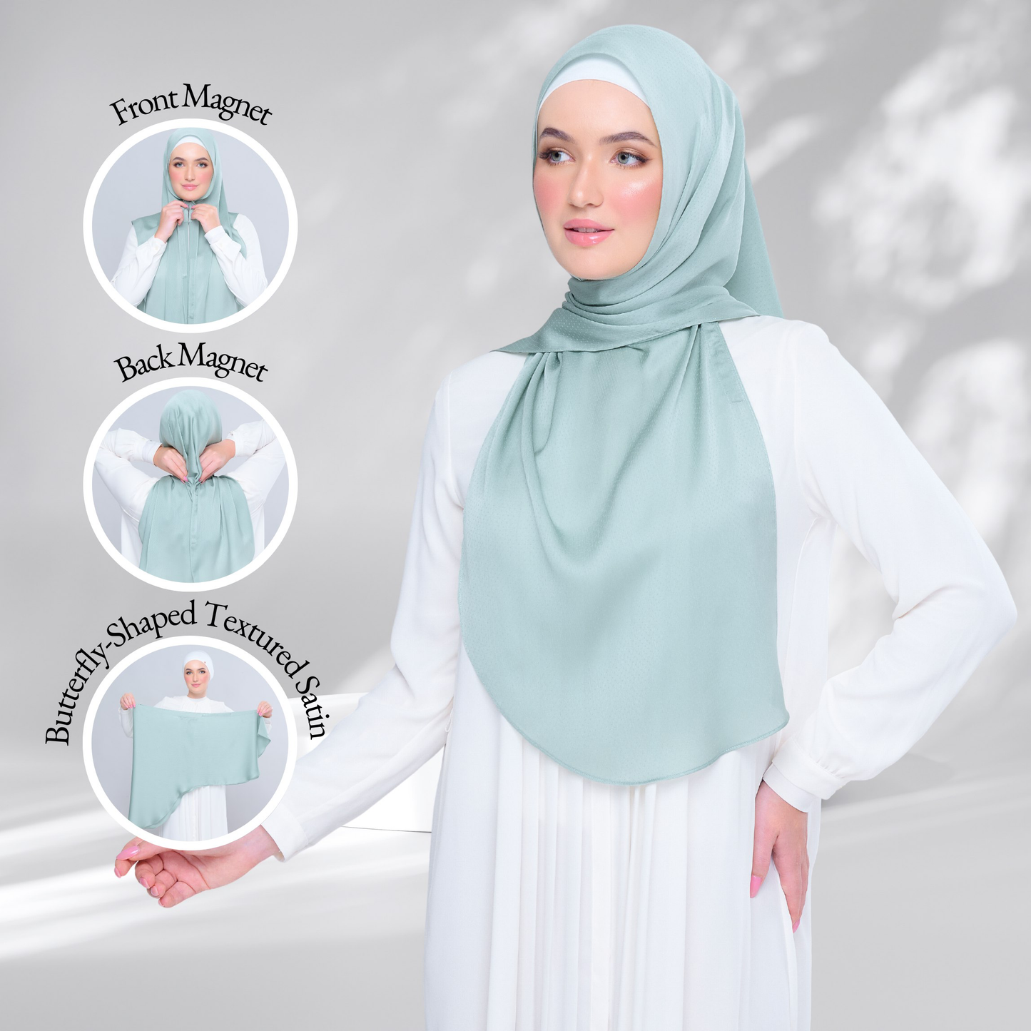 Instant Tag n' Go Butterfly | Textured Satin in Mint Green