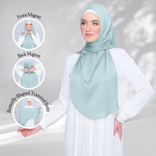 Tag & Go Textured Satin | Bawal Butterfly in Mint Green