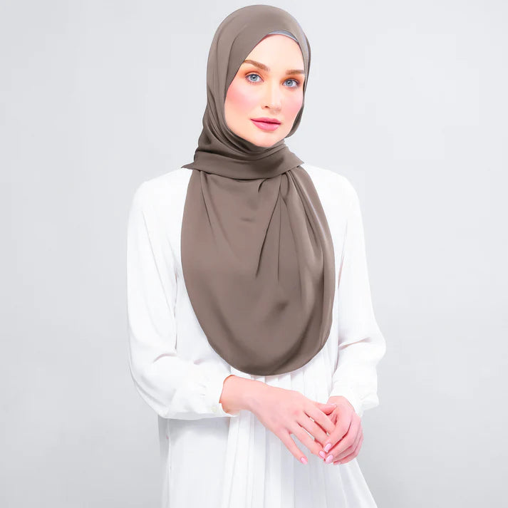 Instant Tag n' Go Shawl | Chiffon Silk in Mocha Taupe
