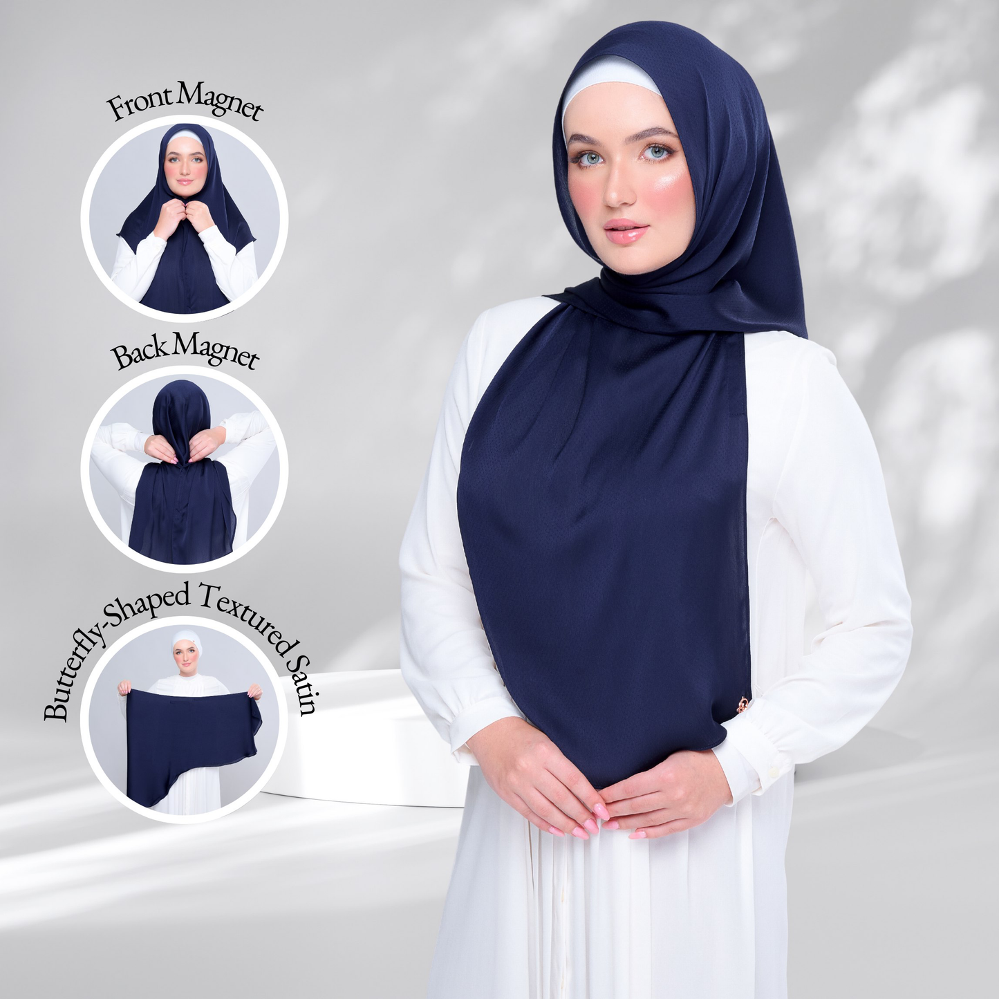 Instant Tag n' Go Butterfly | Textured Satin in Navy Blue