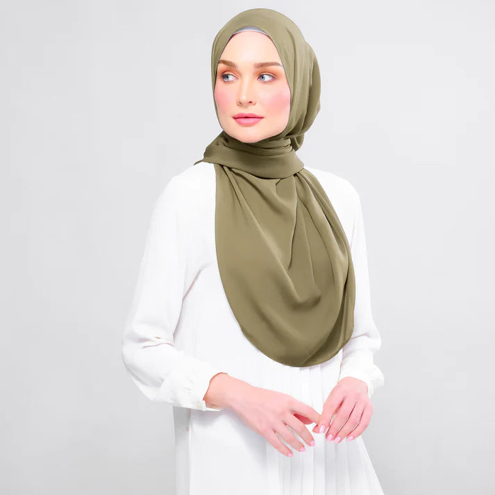 Instant Tag n' Go Shawl | Chiffon Silk in Olive