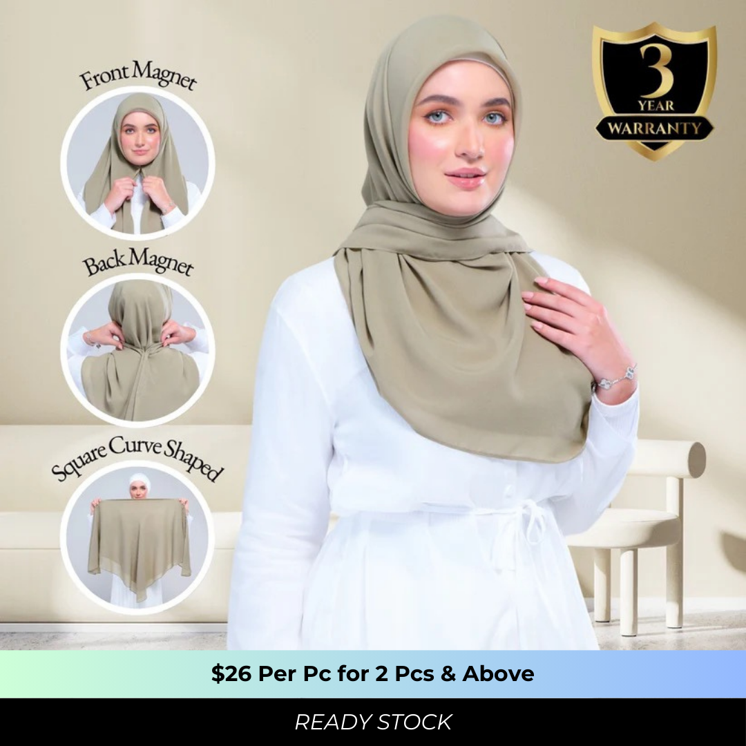 Instant Square Tag n' Go | Cotton Voile in Matcha Taupe – Hyraa SG