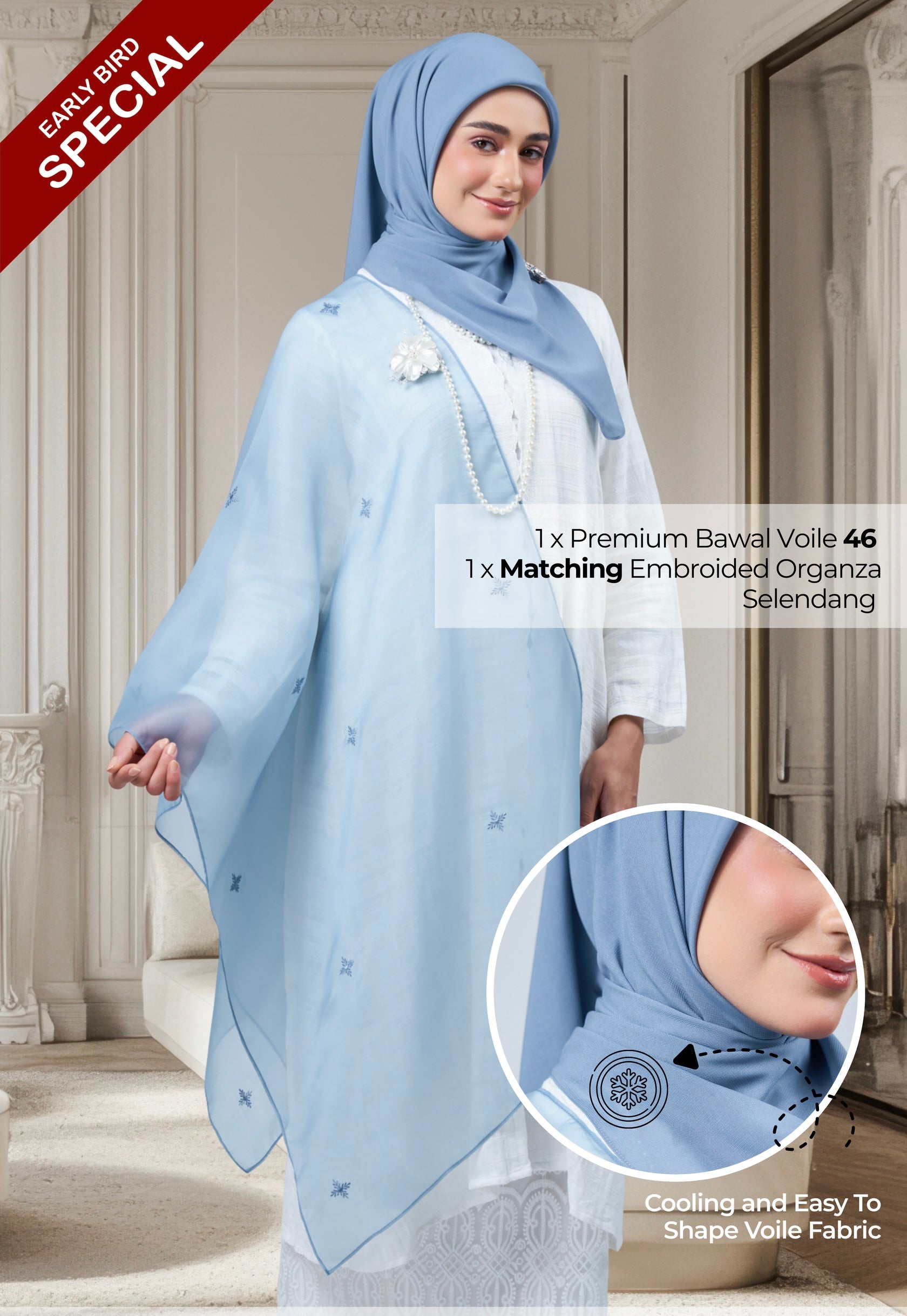 2IN1 Rhea Raya Set in Laila [Deep Blue] – Hyraa SG