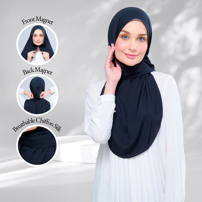 Instant Tag n' Go Shawl | Chiffon Silk in Pitch Black