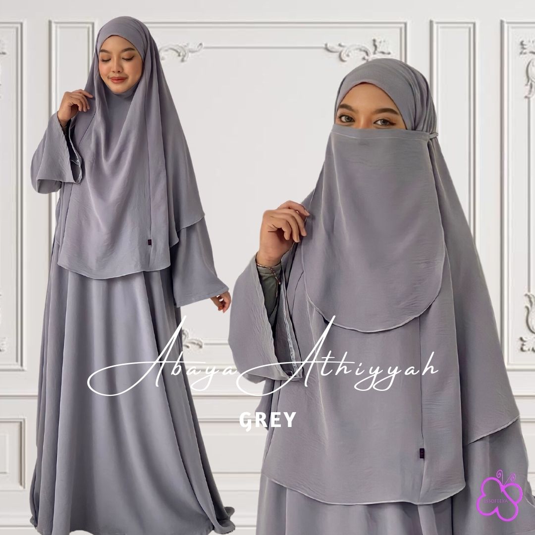 Abaya Athiyyah Set in Grey