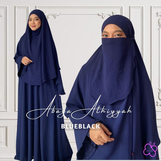 Abaya Athiyyah Set in Blue Black