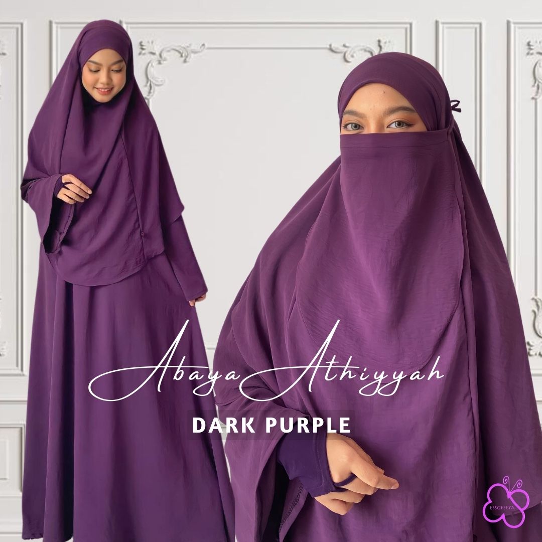 Abaya Athiyyah Set in Dark Purple