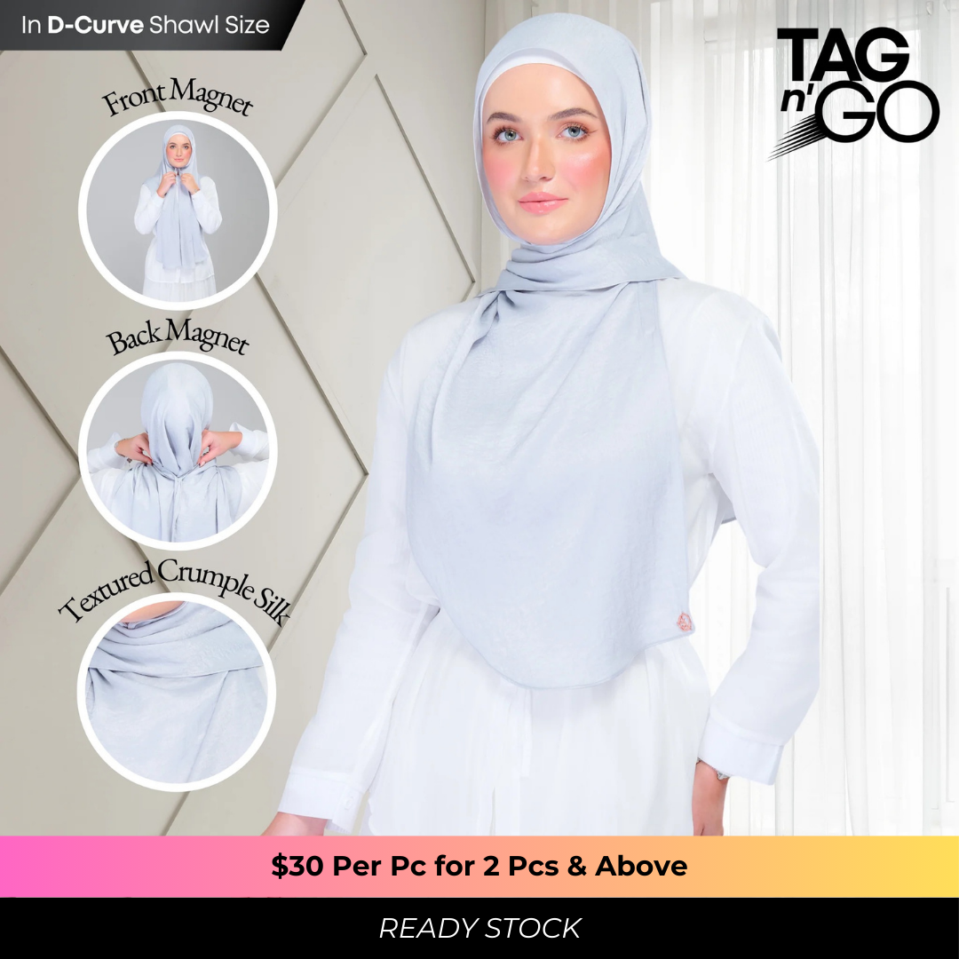 Instant Tag n' Go Shawl | Textured Silk in Light Grey