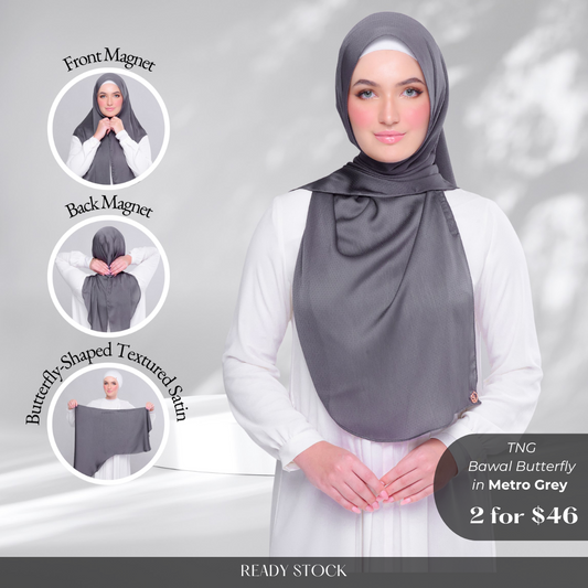 Instant Tag n' Go Butterfly | Textured Satin in Metro Grey