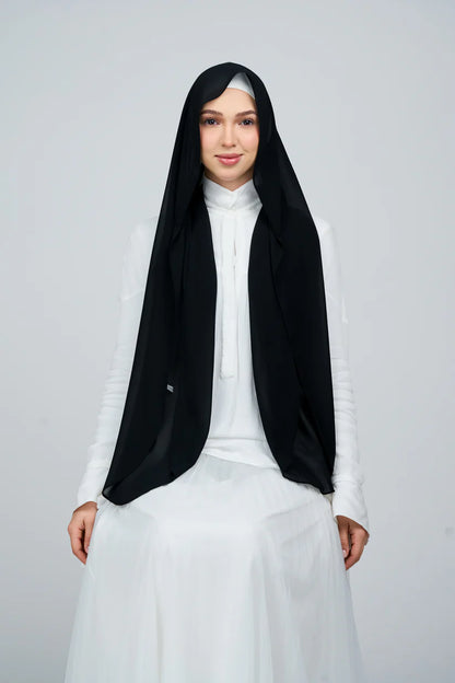 [★New] HoodX Curve [Pearl Chiffon] in Classic Black