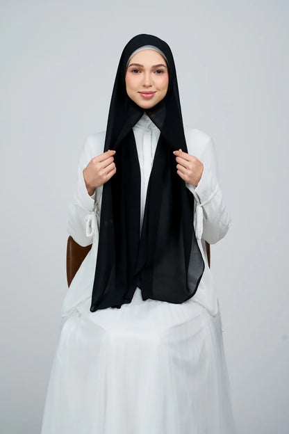 [★New] HoodX Curve [Pearl Chiffon] in Classic Black