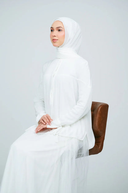 [★New] HoodX Curve [Pearl Chiffon] in Bridal White