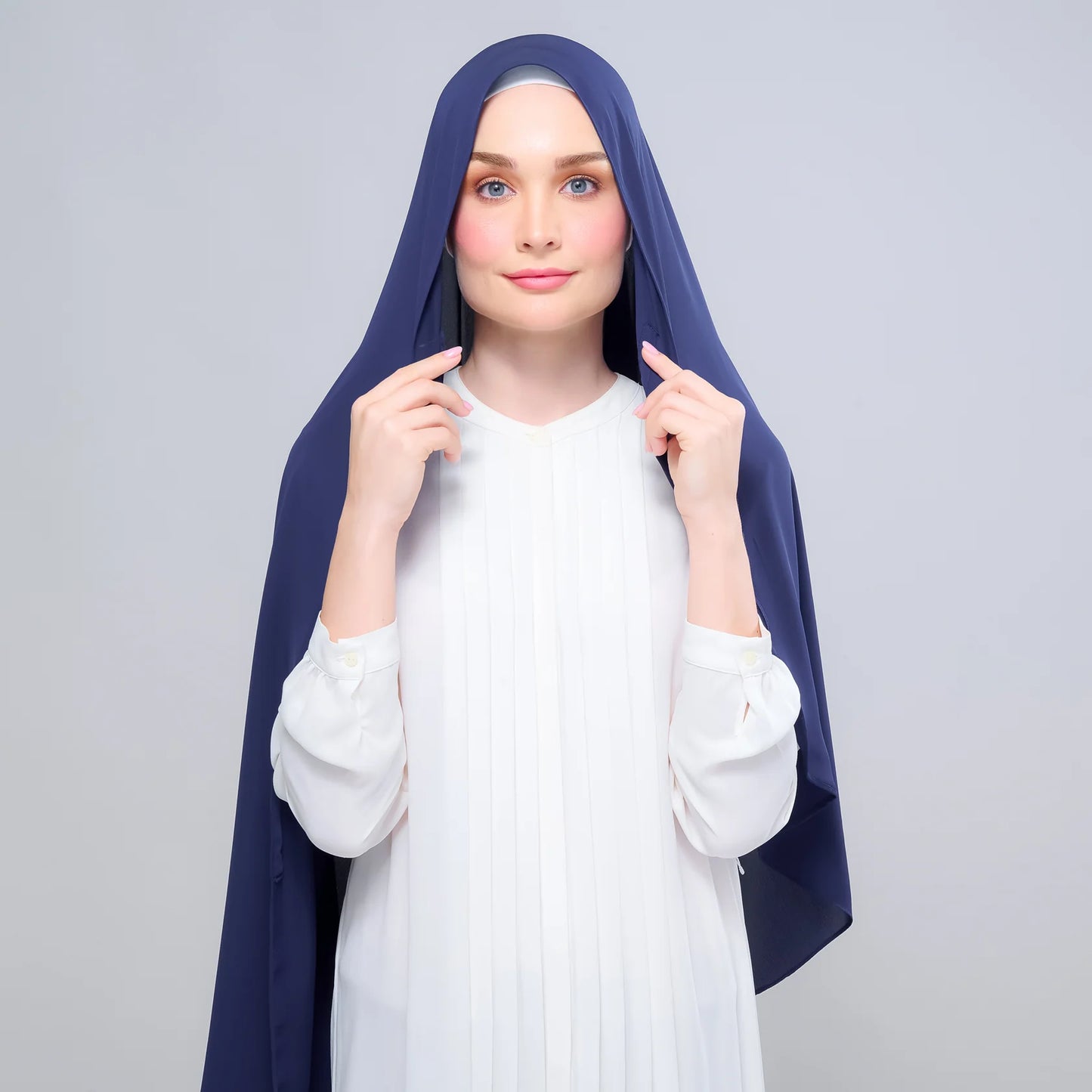 Instant Tag n' Go Shawl | Chiffon Silk in Navy Blue