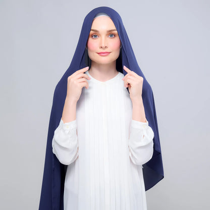 Instant Tag n' Go Shawl | Chiffon Silk in Navy Blue