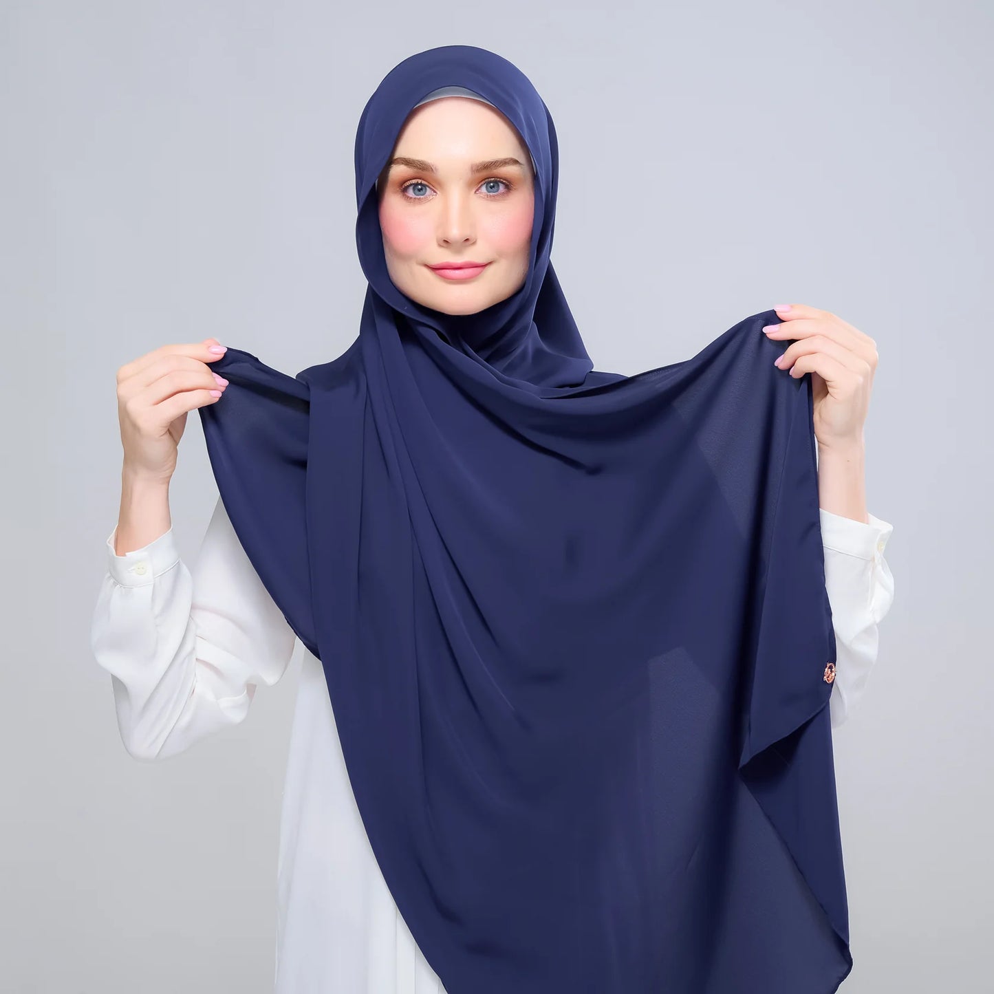 Instant Tag n' Go Shawl | Chiffon Silk in Navy Blue