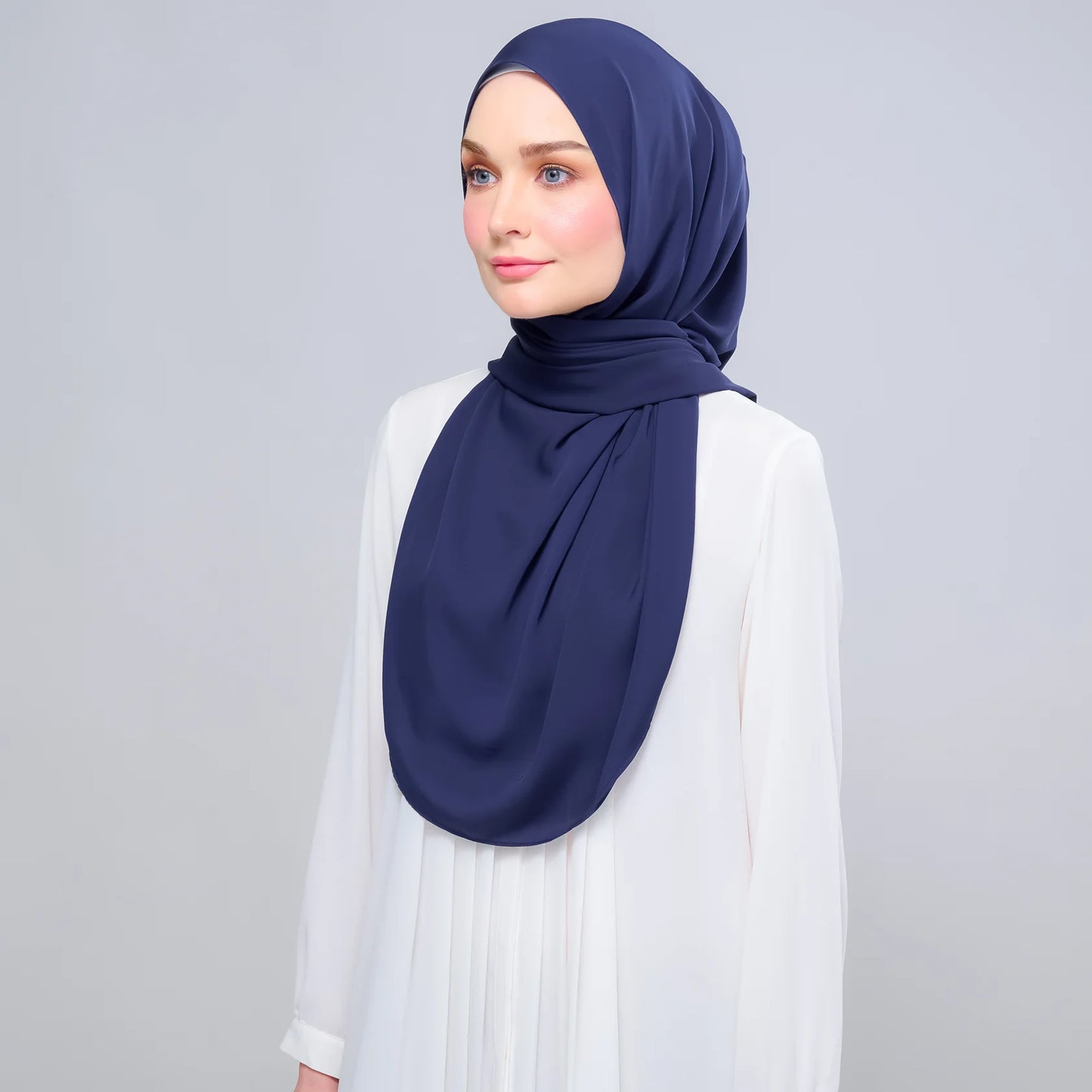 Instant Tag n' Go Shawl | Chiffon Silk in Navy Blue