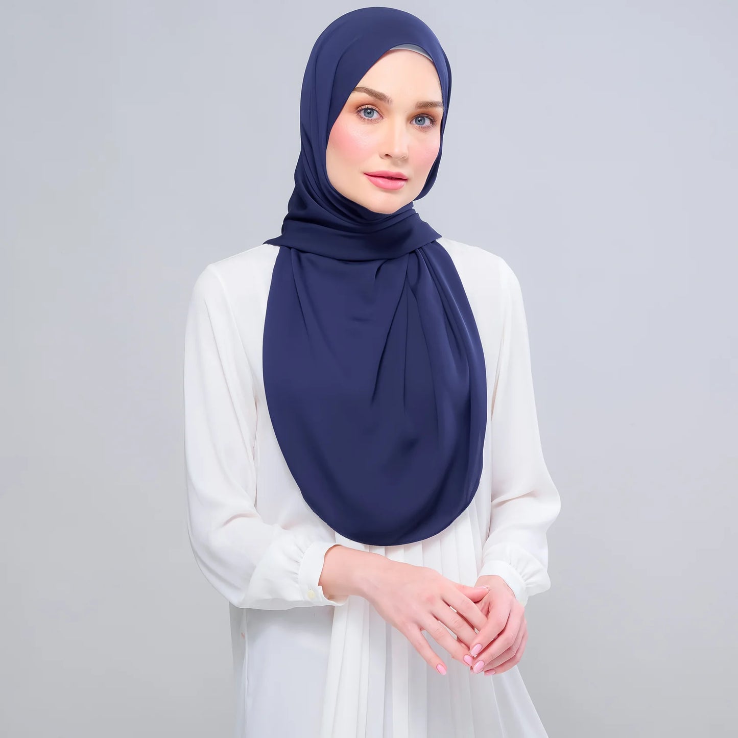 Instant Tag n' Go Shawl | Chiffon Silk in Navy Blue
