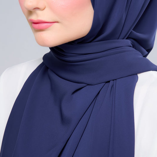 Instant Tag n' Go Shawl | Chiffon Silk in Navy Blue