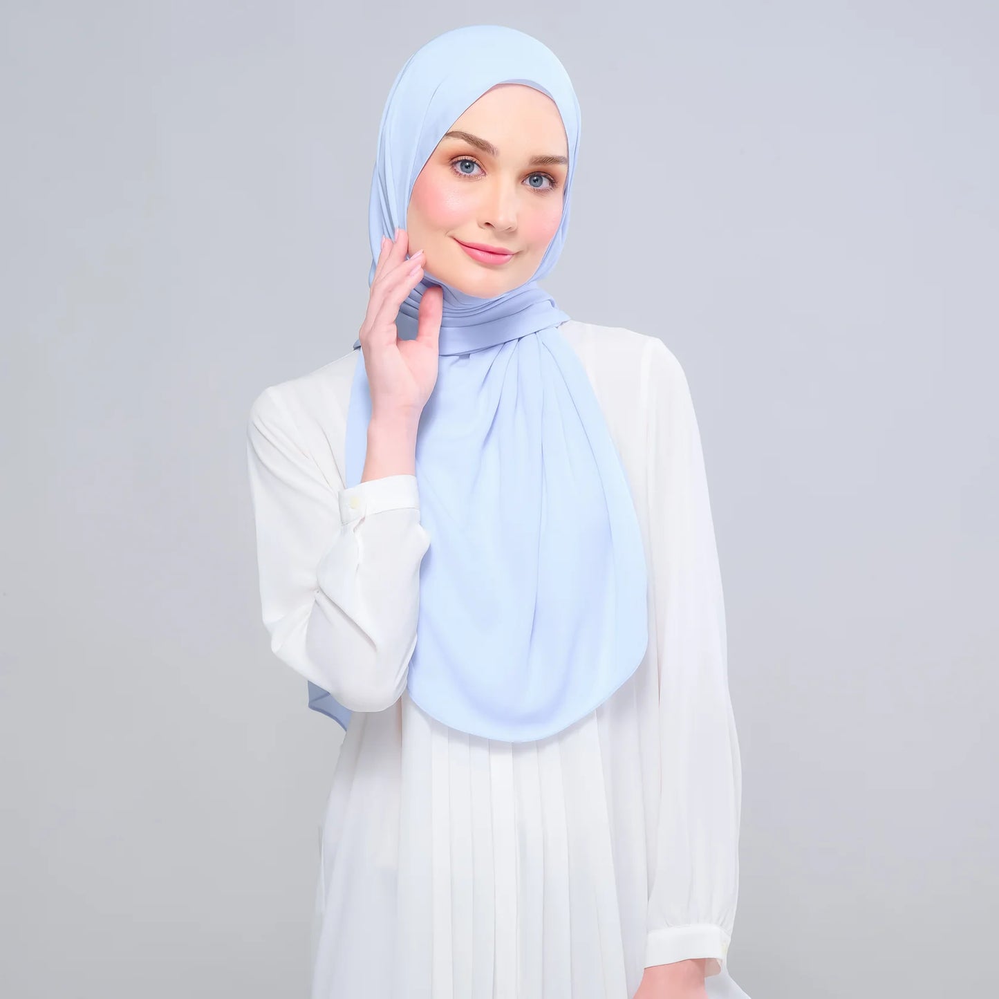 Instant Tag n' Go Shawl | Chiffon Silk in Powder Blue