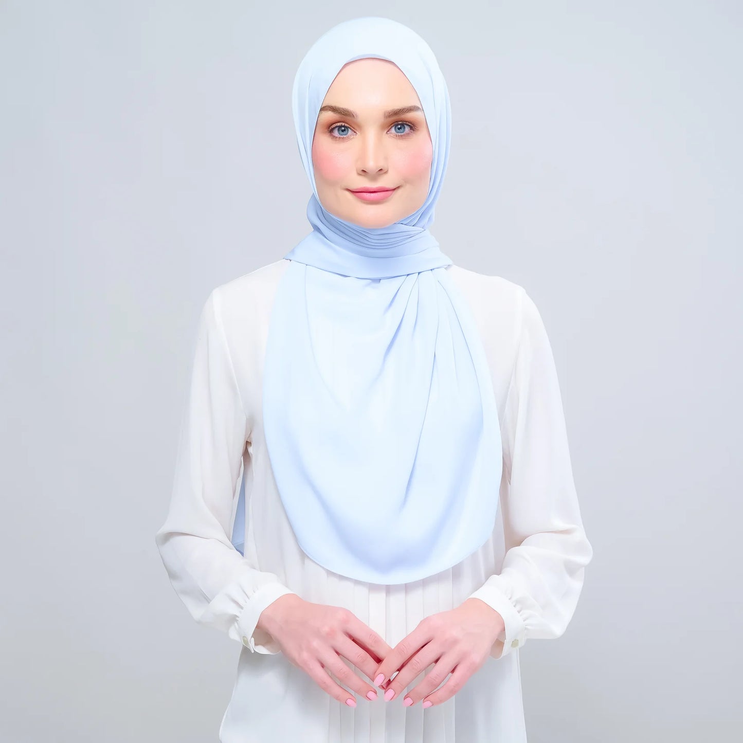 Instant Tag n' Go Shawl | Chiffon Silk in Powder Blue