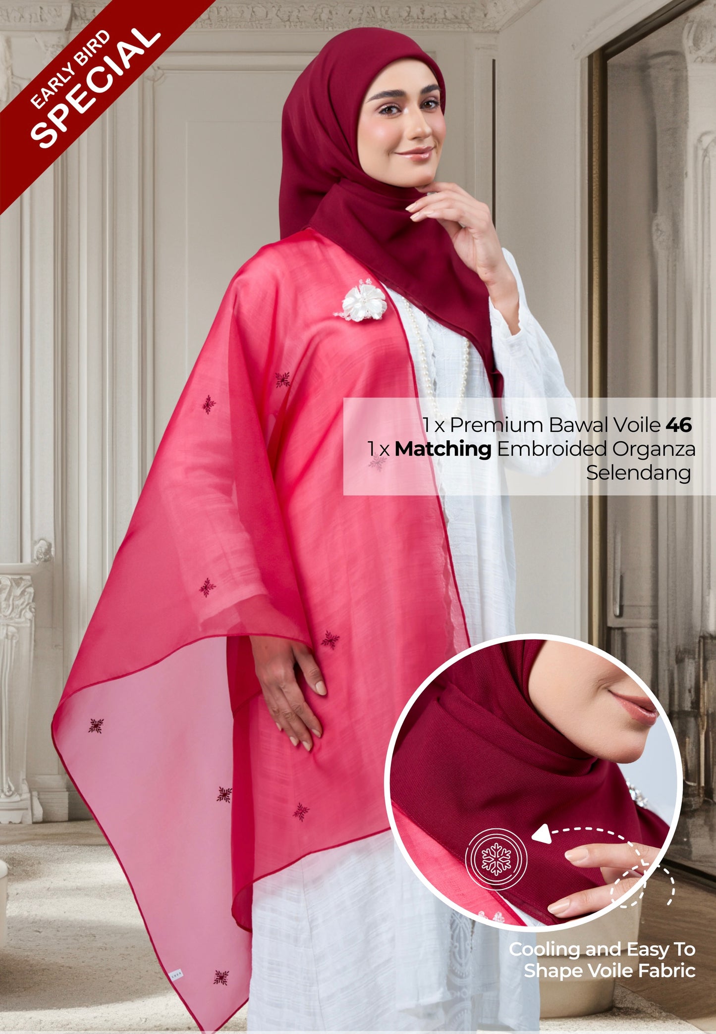 2IN1 Rhea Raya Set in Mawar [Maroon]