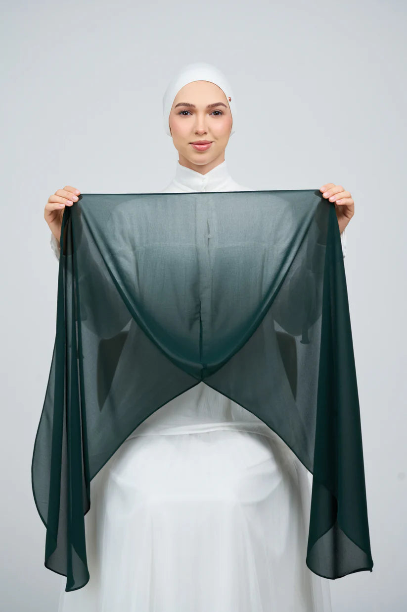 [★New] HoodX Curve [Pearl Chiffon] in Deep Emerald