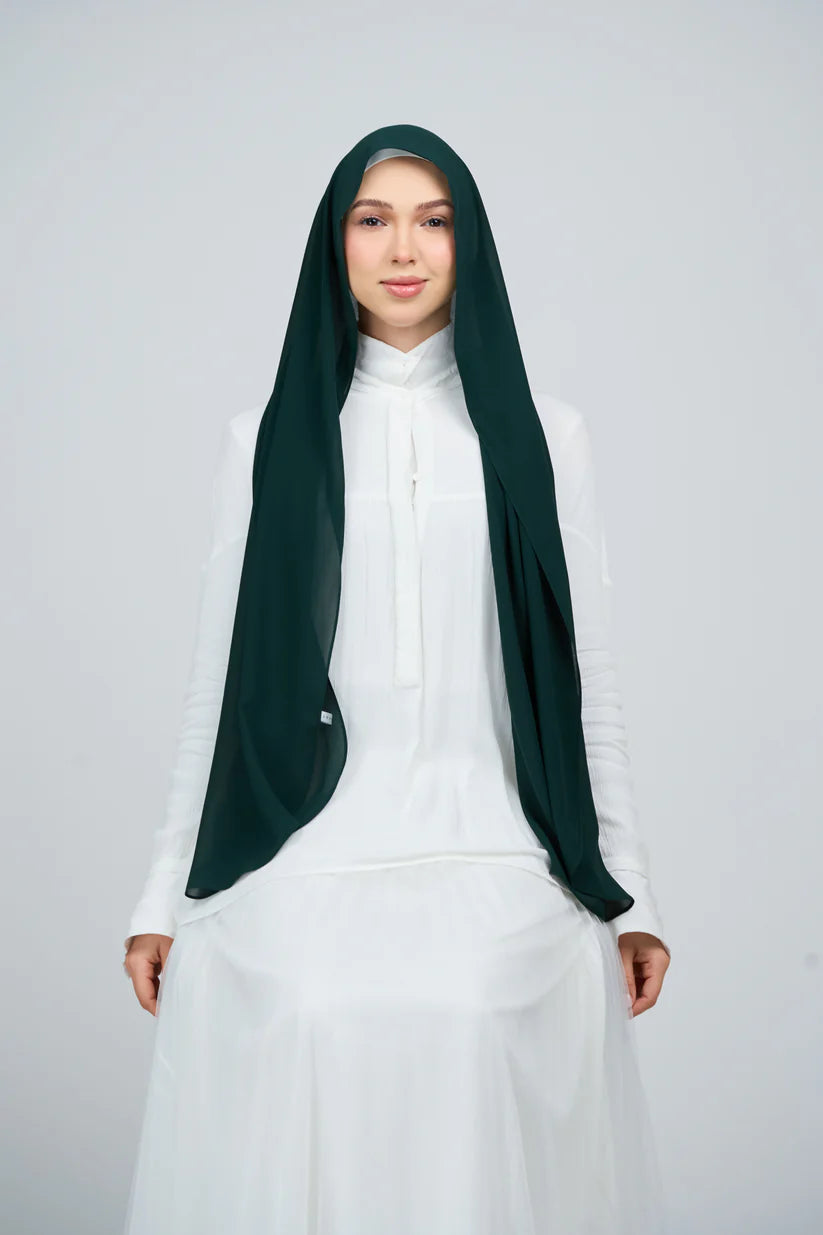 [★New] HoodX Curve [Pearl Chiffon] in Deep Emerald