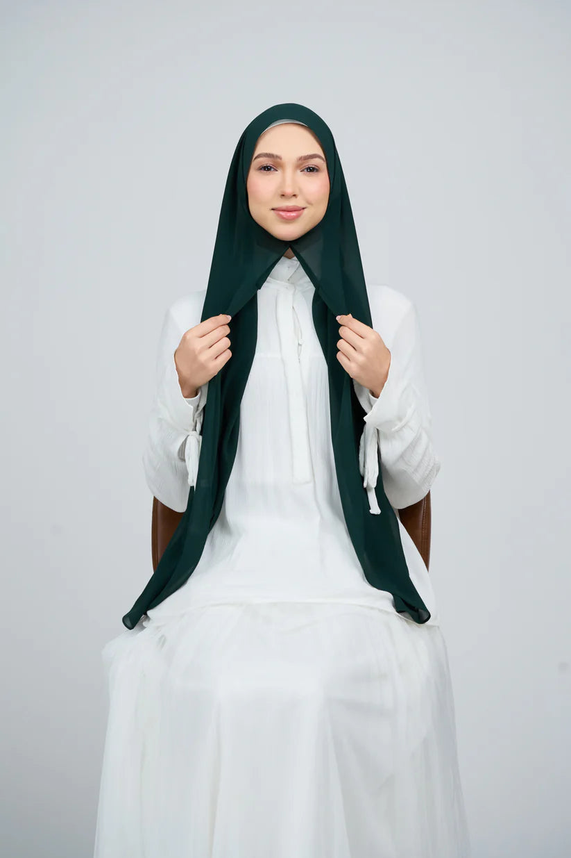 [★New] HoodX Curve [Pearl Chiffon] in Deep Emerald