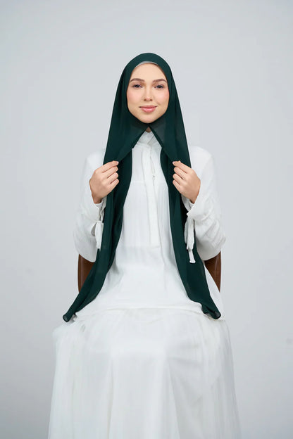 [★New] HoodX Curve [Pearl Chiffon] in Deep Emerald