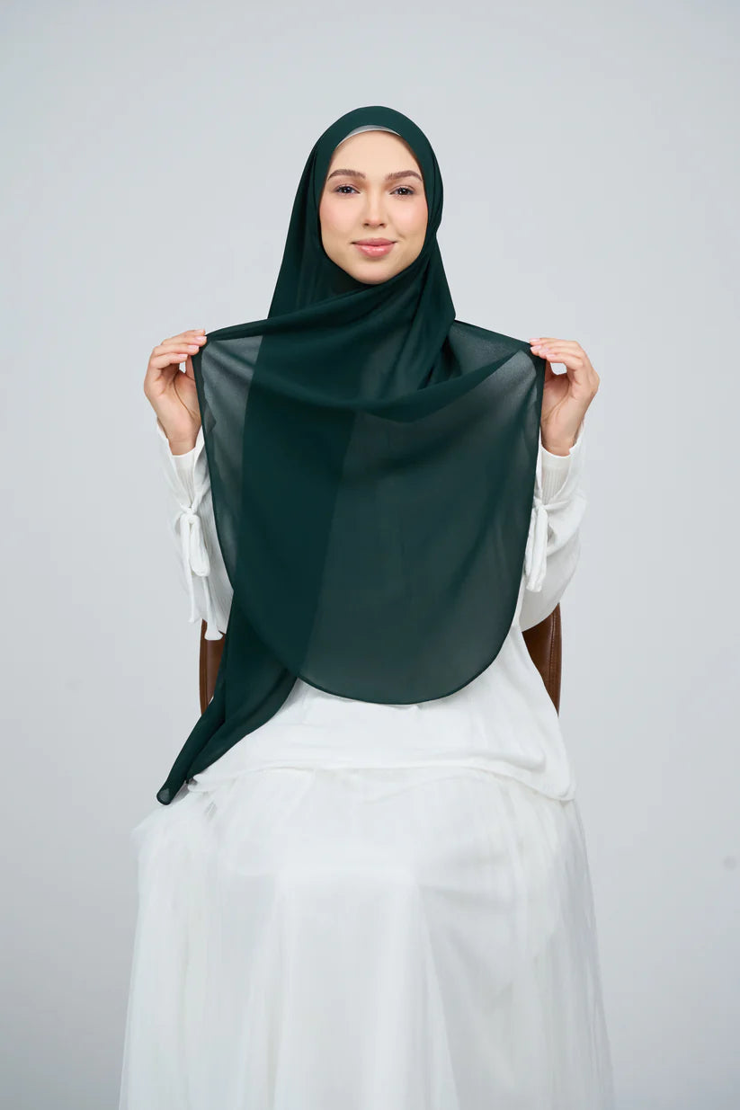 [★New] HoodX Curve [Pearl Chiffon] in Deep Emerald