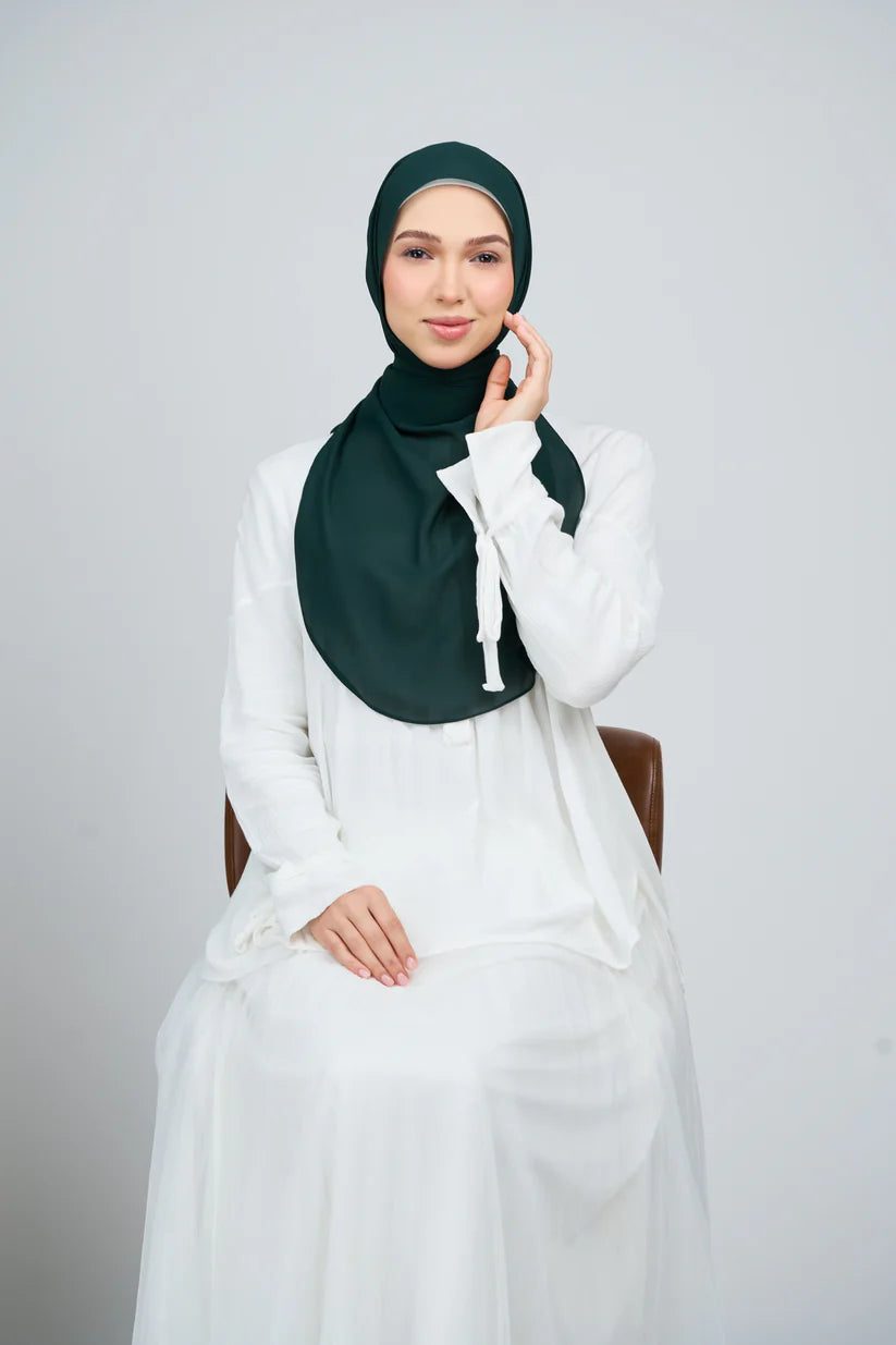 [★New] HoodX Curve [Pearl Chiffon] in Deep Emerald