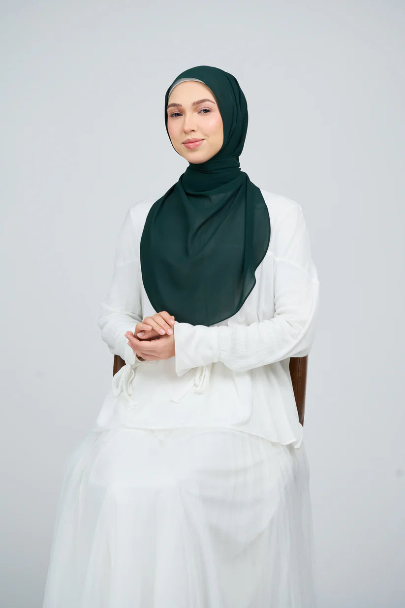 [★New] HoodX Curve [Pearl Chiffon] in Deep Emerald