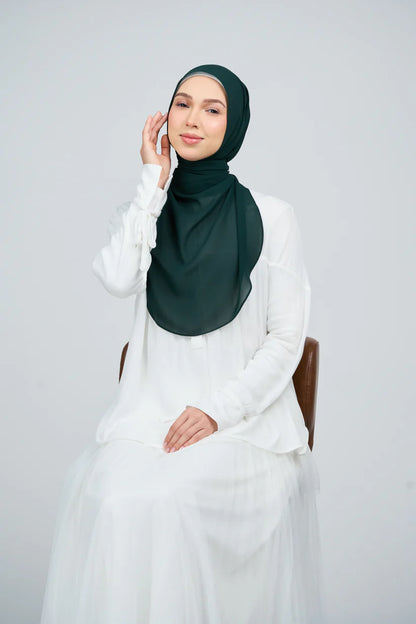 [★New] HoodX Curve [Pearl Chiffon] in Deep Emerald