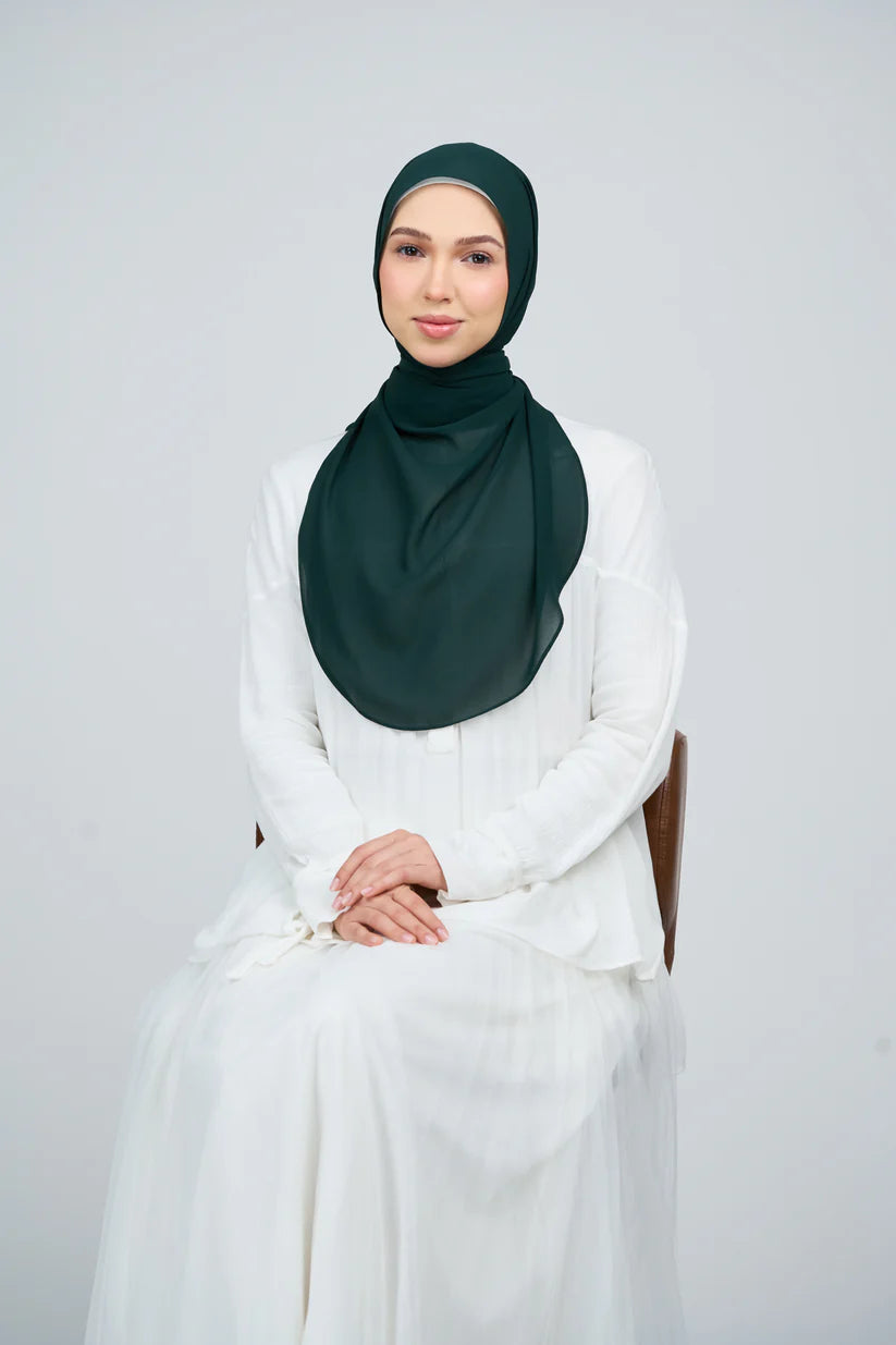 [★New] HoodX Curve [Pearl Chiffon] in Deep Emerald