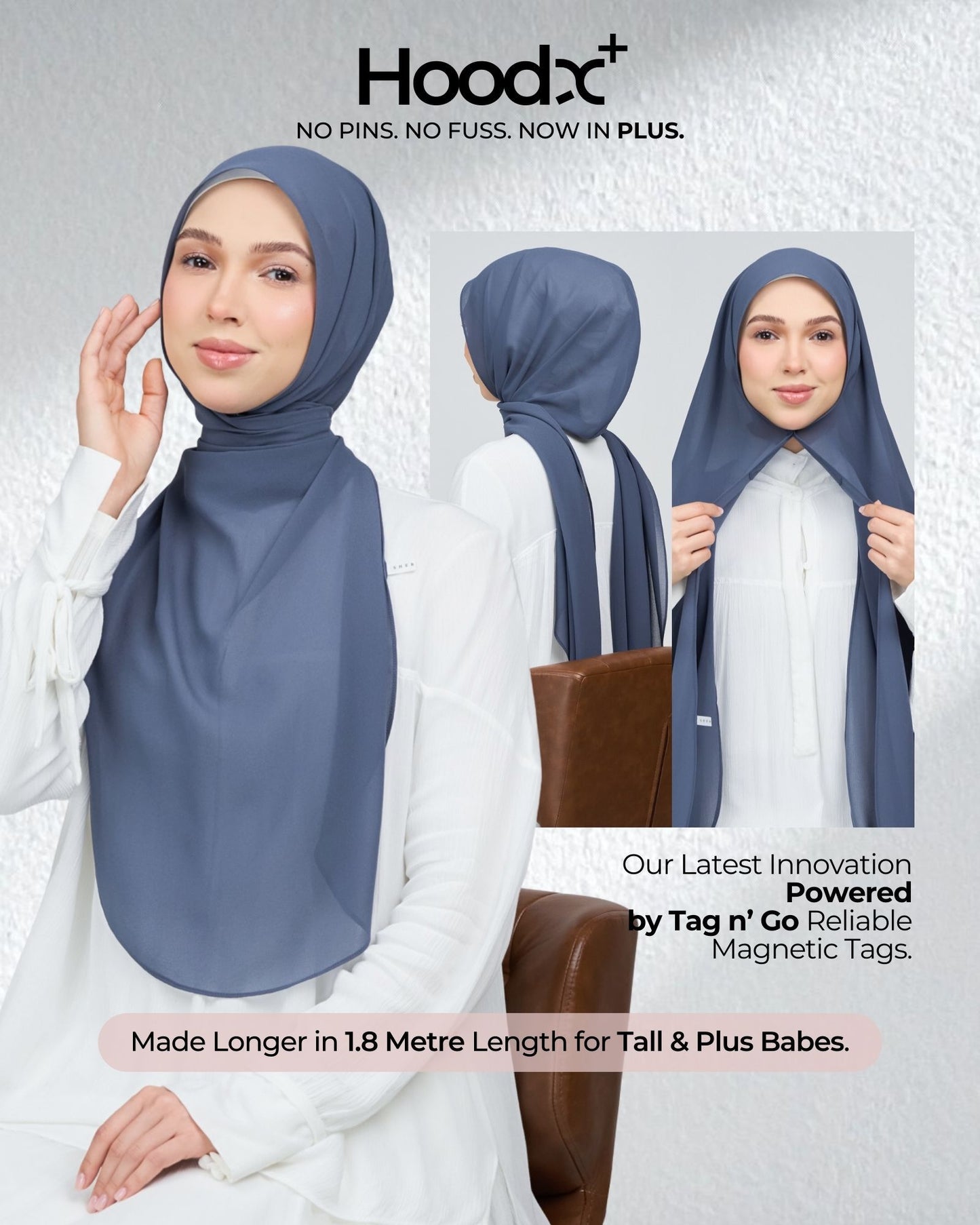 [★New] HoodX Curve [Pearl Chiffon] in Denim Blue