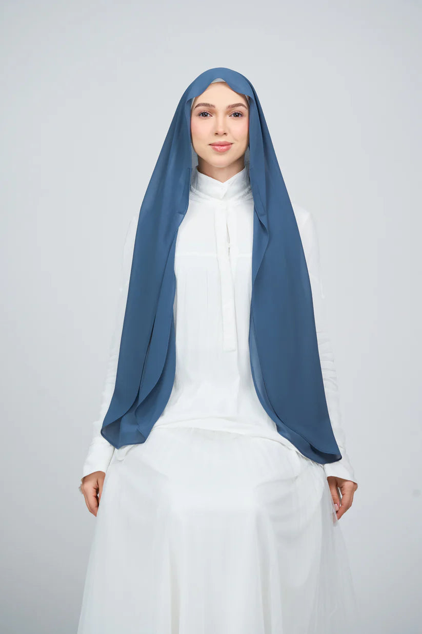 [★New] HoodX Curve [Pearl Chiffon] in Denim Blue