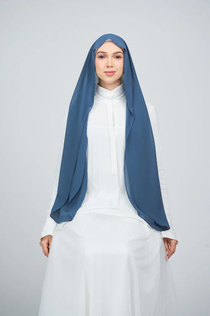 [★New] HoodX Curve [Pearl Chiffon] in Denim Blue