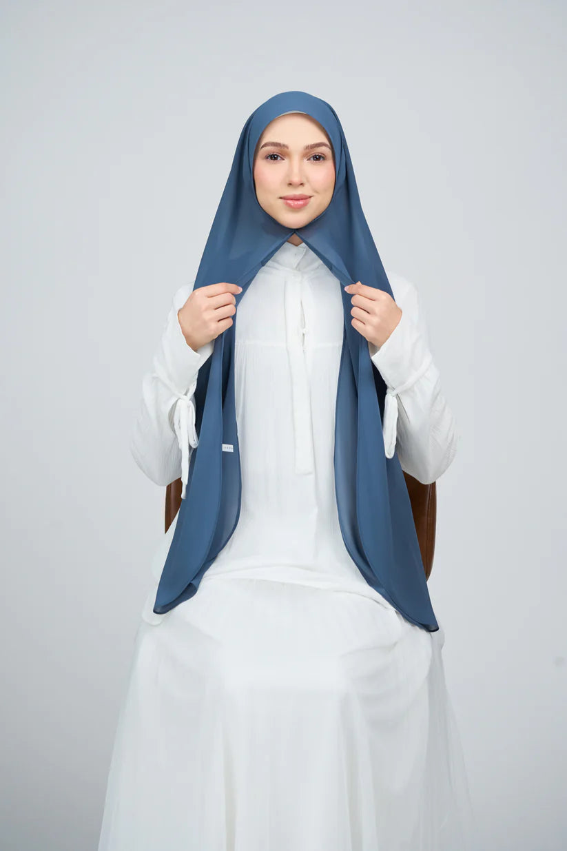 [★New] HoodX Curve [Pearl Chiffon] in Denim Blue