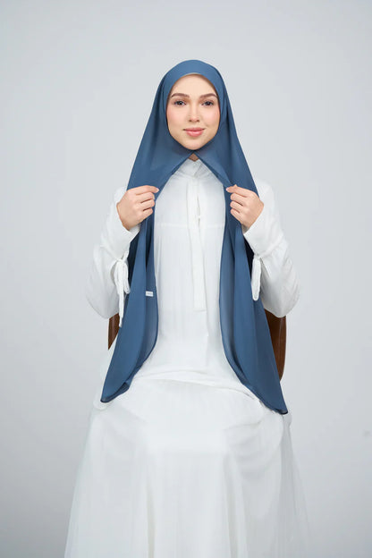 [★New] HoodX Curve [Pearl Chiffon] in Denim Blue