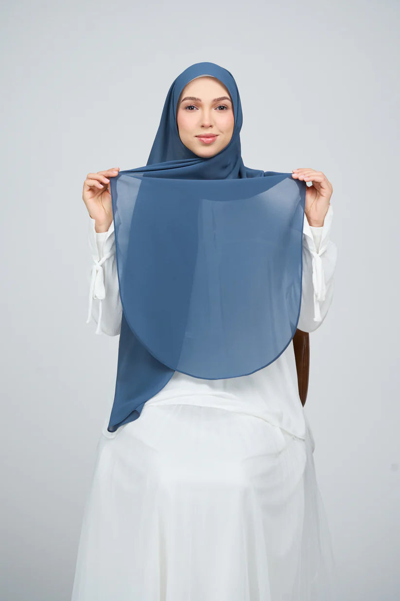 [★New] HoodX Curve [Pearl Chiffon] in Denim Blue