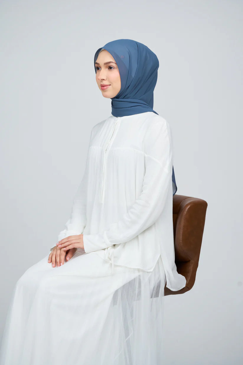 [★New] HoodX Curve [Pearl Chiffon] in Denim Blue