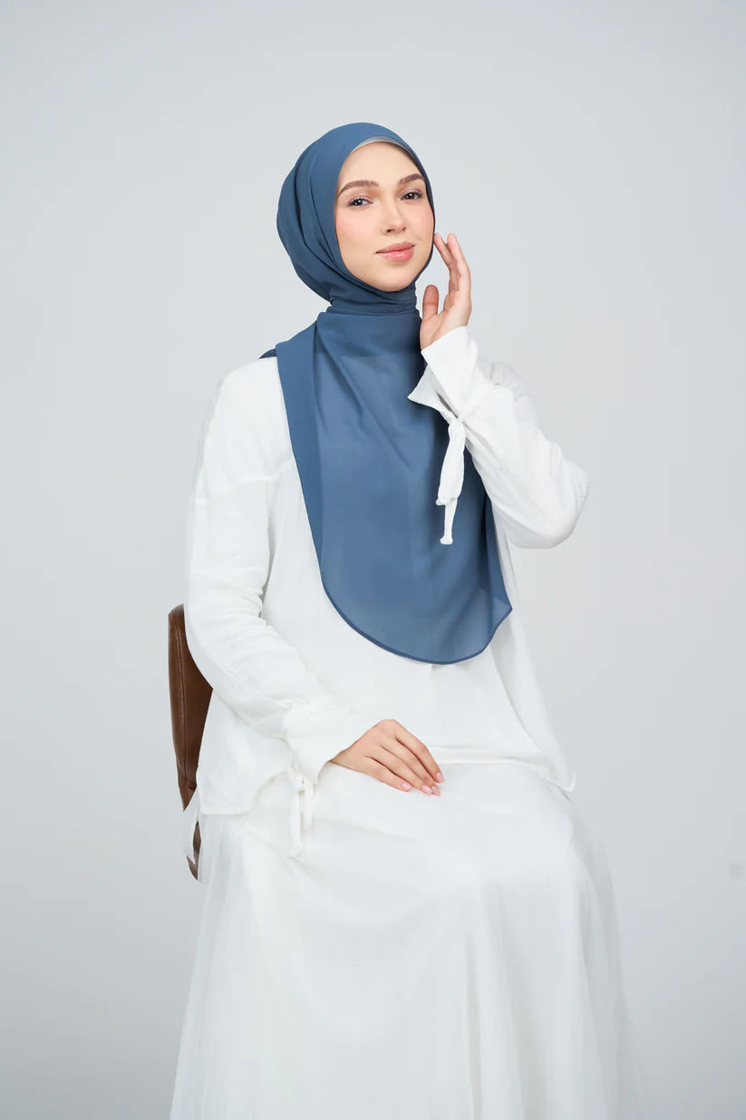 [★New] HoodX Curve [Pearl Chiffon] in Denim Blue