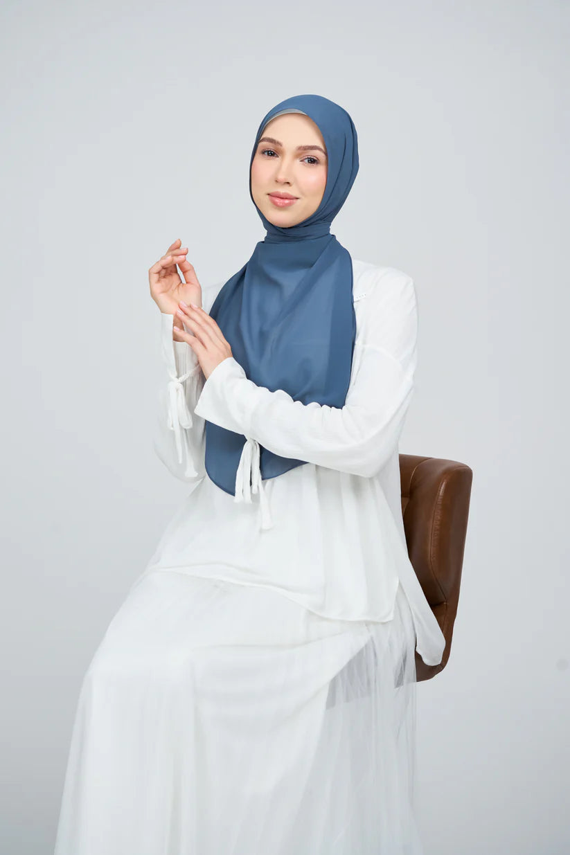 [★New] HoodX Curve [Pearl Chiffon] in Denim Blue