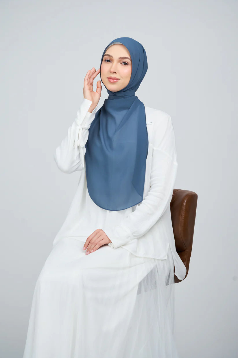 [★New] HoodX Curve [Pearl Chiffon] in Denim Blue