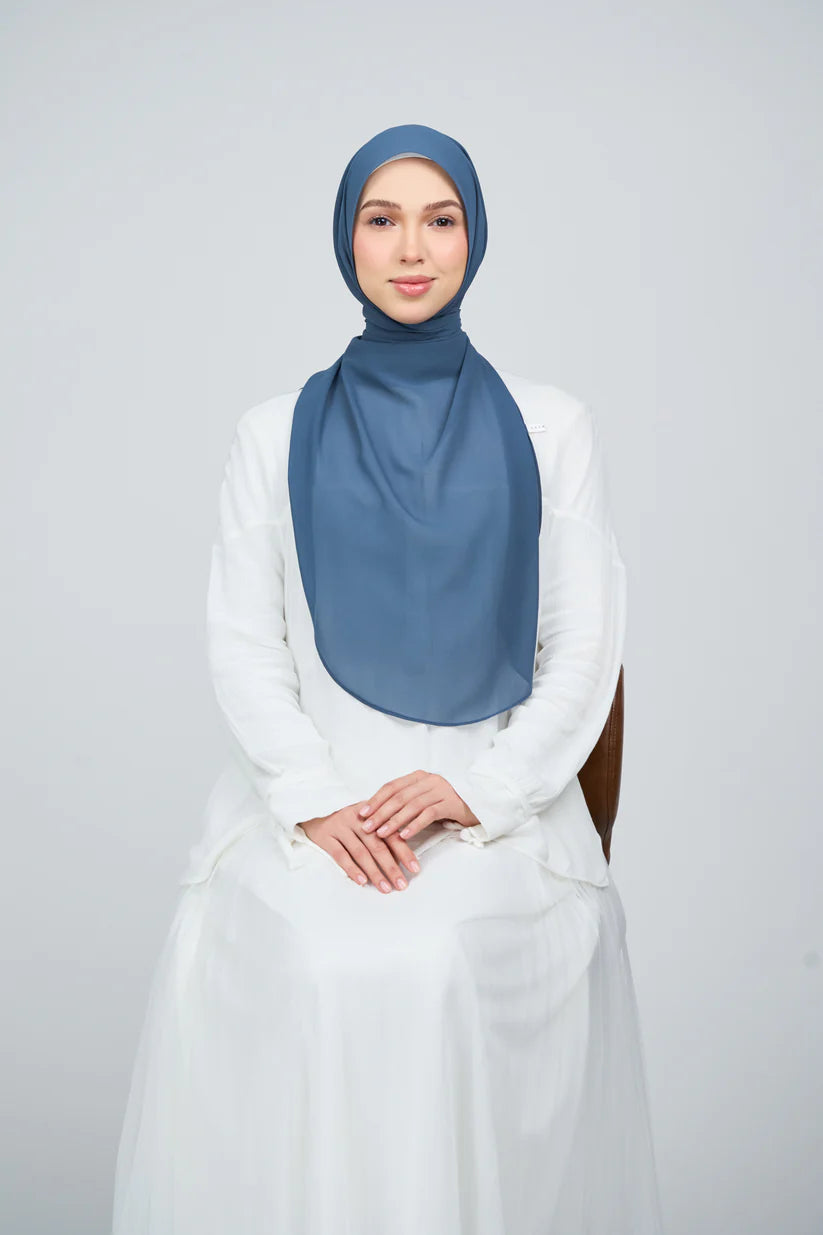 [★New] HoodX Curve [Pearl Chiffon] in Denim Blue
