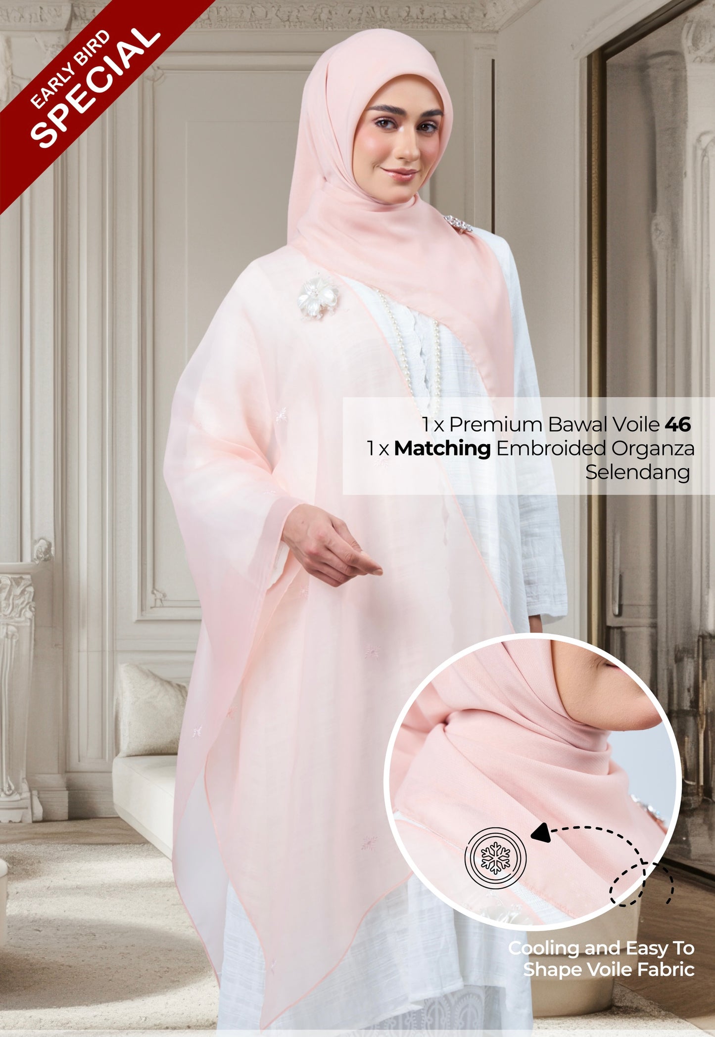 2IN1 Rhea Raya Set in Ayu [Salmon Peach]