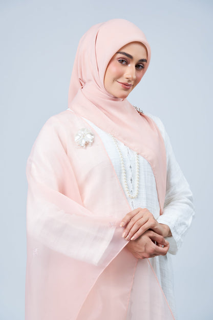 Selendang Rhea Raya Set in Ayu [Salmon Peach]