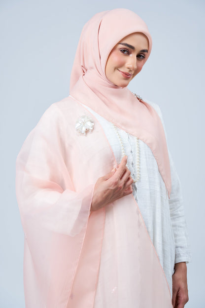 Selendang Rhea Raya Set in Ayu [Salmon Peach]