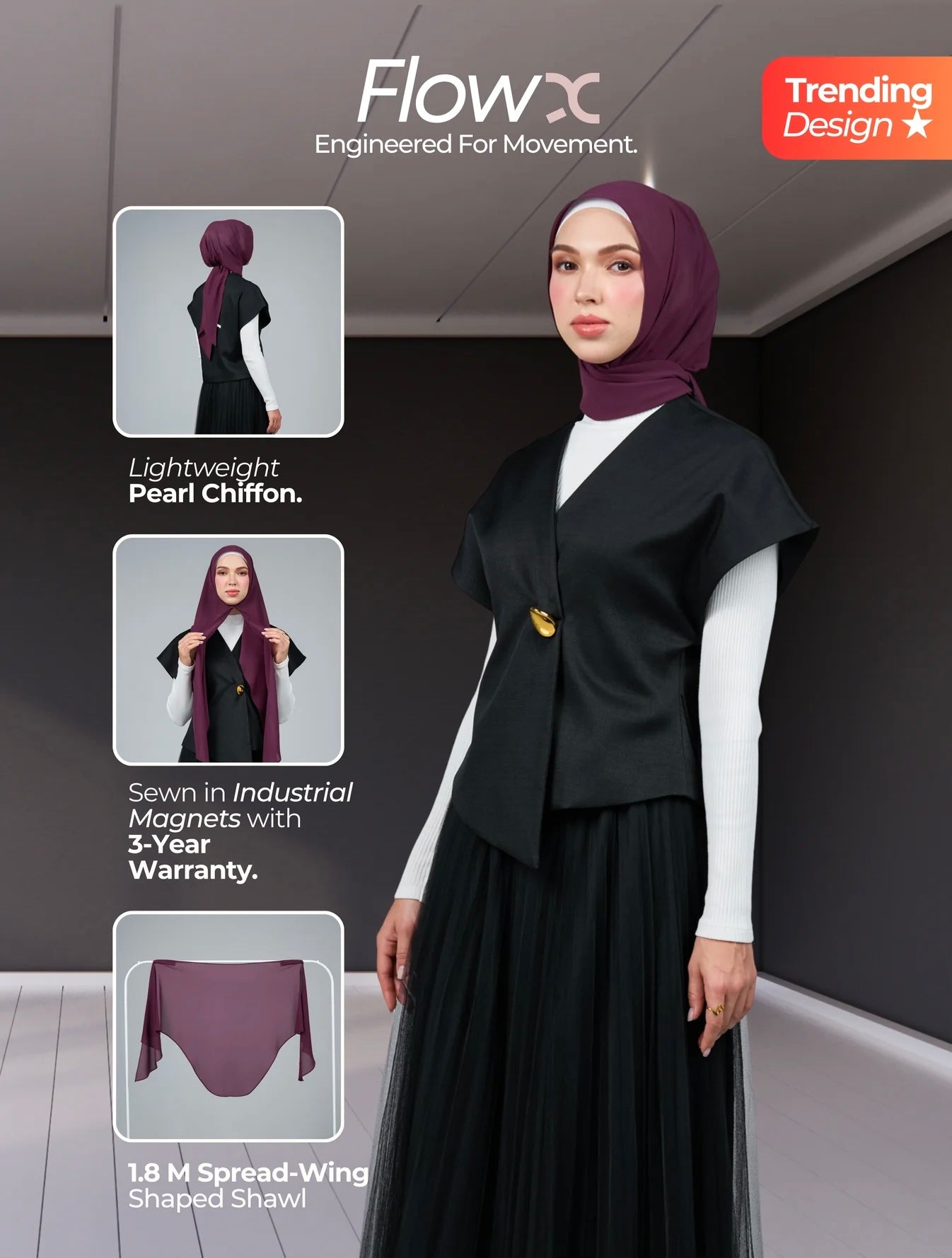 FlowX V3 [Pearl Chiffon] in Deep Burgundy